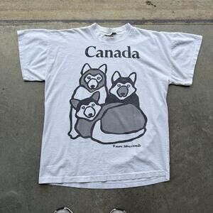 Vintage 90s Canada Huskies t-shirt size large | has some yellowing shown